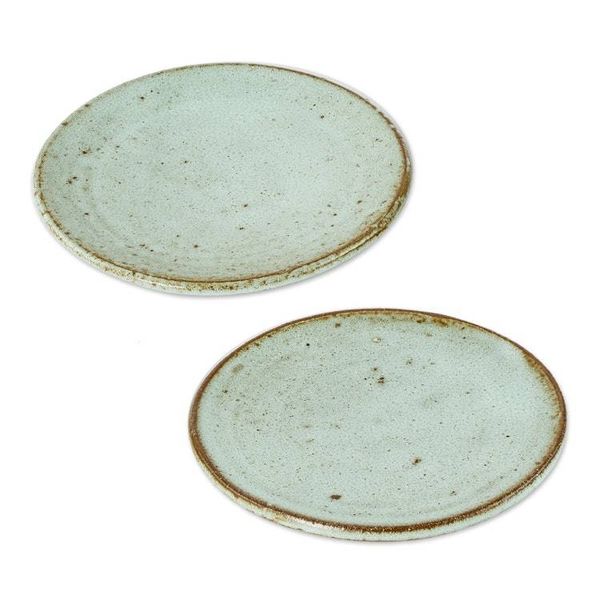 Alternate image for Rustic Small Ceramic Dessert Plates Pair Verdant Earth