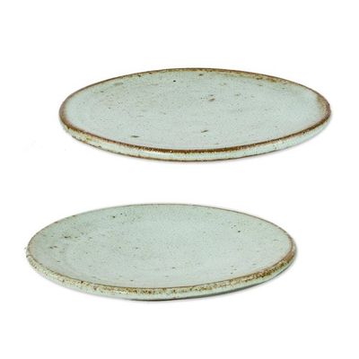 Alternate image for Rustic Small Ceramic Dessert Plates Pair Verdant Earth