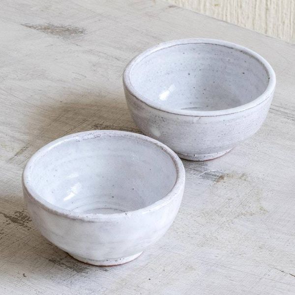 Alternate image for Rustic White Small Ceramic Bowls Pair Fresh White