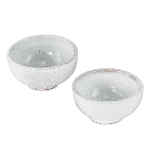 Alternate image for Rustic White Small Ceramic Bowls Pair Fresh White