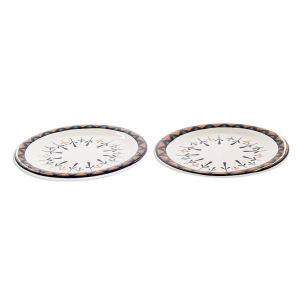 Alternate image for Ceramic Hand Painted Plates with Geometric Design Pair Antigua Breeze