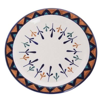 Alternate image for Ceramic Hand Painted Plates with Geometric Design Pair Antigua Breeze