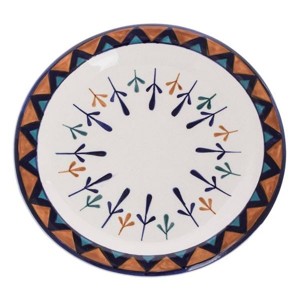 Alternate image for Ceramic Hand Painted Plates with Geometric Design Pair Antigua Breeze
