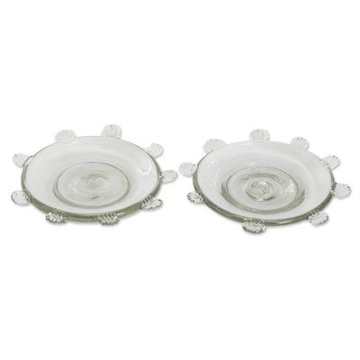 Alternate image for Pair of Blown Recycled Glass Dessert Plates from Guatemala Feathers
