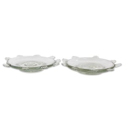 Alternate image for Pair of Blown Recycled Glass Dessert Plates from Guatemala Feathers