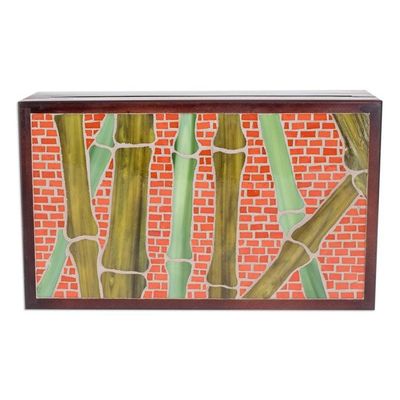 Alternate image for Handcrafted Sugar Cane-Themed Pinewood Tea Box in Brown Sugar Cane Visions