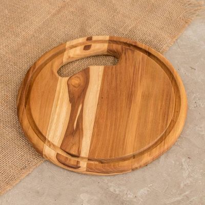 Alternate image for Round Teak Wood Cutting Board from Guatemala Tastes Like Home