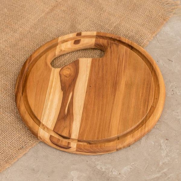 Alternate image for Round Teak Wood Cutting Board from Guatemala Tastes Like Home
