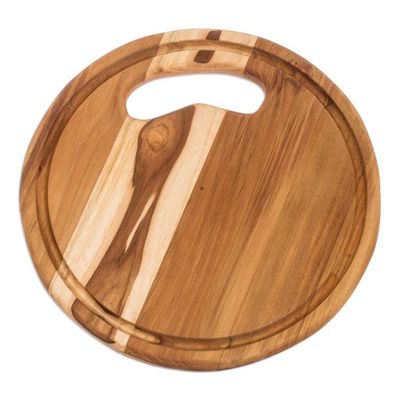 Alternate image for Round Teak Wood Cutting Board from Guatemala Tastes Like Home
