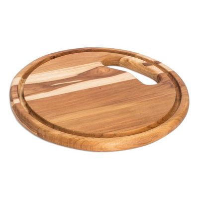 Alternate image for Round Teak Wood Cutting Board from Guatemala Tastes Like Home