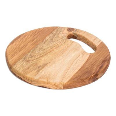 Alternate image for Round Teak Wood Cutting Board from Guatemala Tastes Like Home