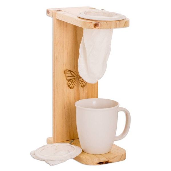 Alternate image for Butterfly-Themed Pinewood Single-Serve Drip Coffee Stand Magical Scents
