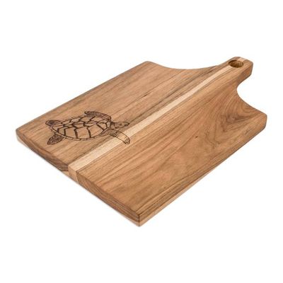 Alternate image for Handcrafted Laurel Wood Cutting Board with Turtle Engraving Turtles Delicacies