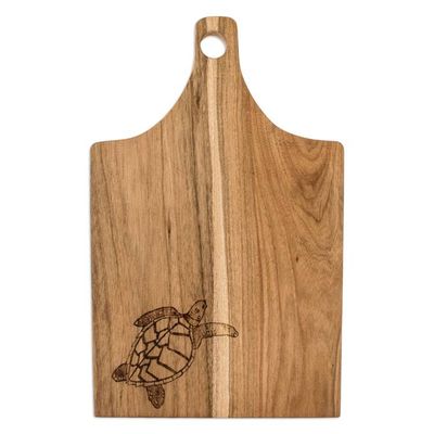 Alternate image for Handcrafted Laurel Wood Cutting Board with Turtle Engraving Turtles Delicacies