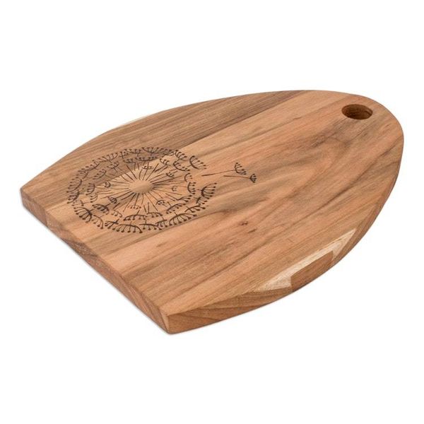 Alternate image for Semi-Oval Laurel Wood Cutting Board with Dandelion Engraving Dandelions Treats