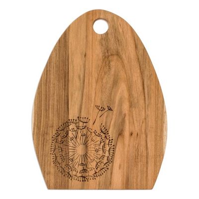 Alternate image for Semi-Oval Laurel Wood Cutting Board with Dandelion Engraving Dandelions Treats