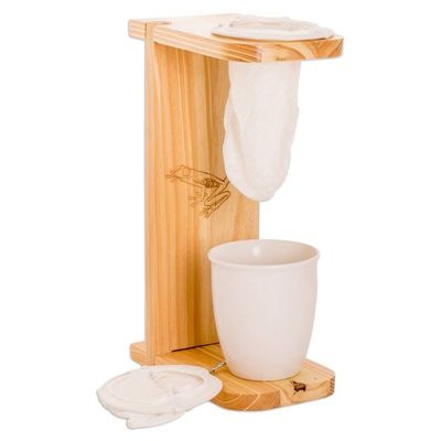 Alternate image for Frog-Themed Pinewood Single-Serve Drip Coffee Stand Lucky Scents