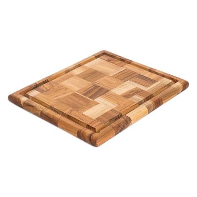 Alternate image for Rectangular Mosaic Teak Wood Cutting Board from Guatemala Grid Union