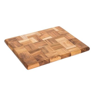 Alternate image for Rectangular Mosaic Teak Wood Cutting Board from Guatemala Grid Union