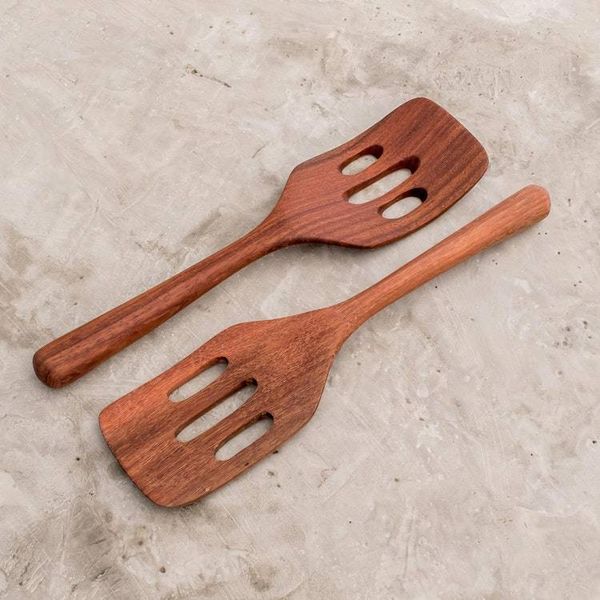 Alternate image for Handmade Wood Slotted Spatulas Pair Guatemalan Fry Up