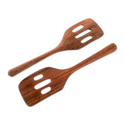 Alternate image for Handmade Wood Slotted Spatulas Pair Guatemalan Fry Up