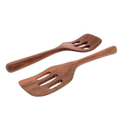Alternate image for Handmade Wood Slotted Spatulas Pair Guatemalan Fry Up