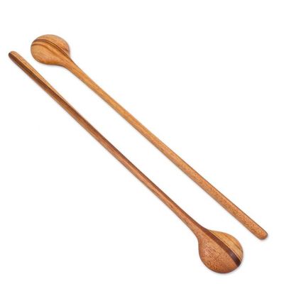 Alternate image for Pair of Handmade Jobillo Wood Cooking Spoons from Guatemala Homestyle