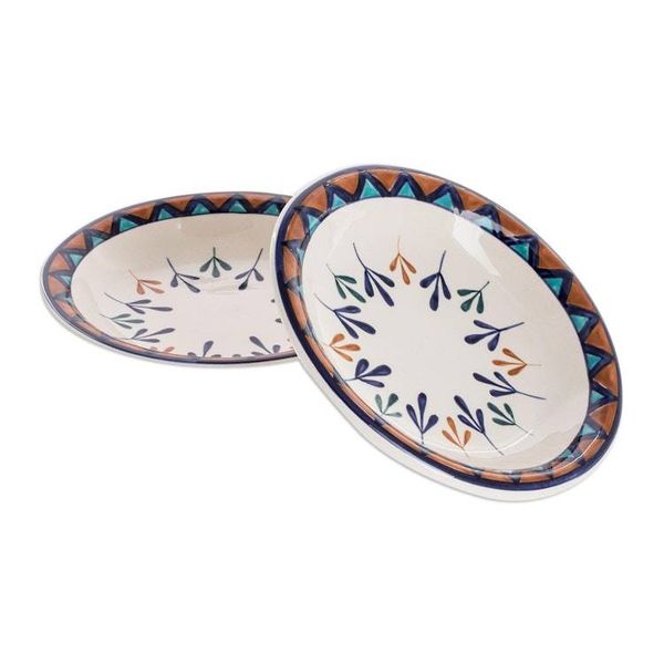 Alternate image for Ceramic Hand Painted Bowls with Geometric Design Pair Antigua Breeze