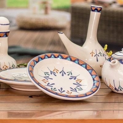 Alternate image for Ceramic Hand Painted Bowls with Geometric Design Pair Antigua Breeze