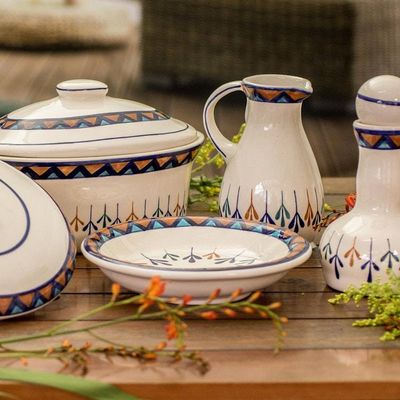 Alternate image for Ceramic Hand Painted Bowls with Geometric Design Pair Antigua Breeze