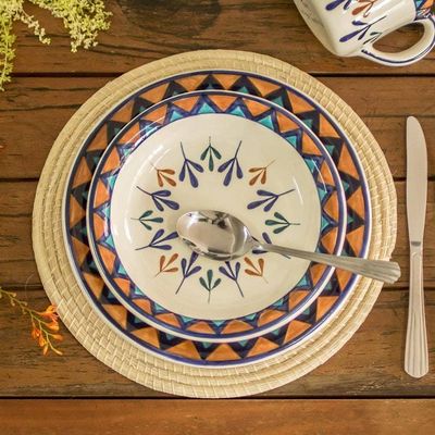 Alternate image for Ceramic Hand Painted Bowls with Geometric Design Pair Antigua Breeze