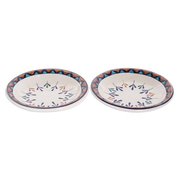 Alternate image for Ceramic Hand Painted Bowls with Geometric Design Pair Antigua Breeze