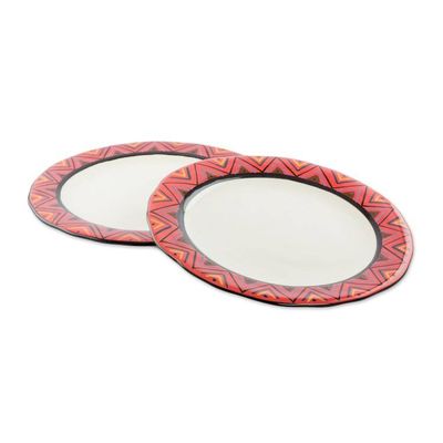Alternate image for Hand Crafted Ceramic Dinner Plates With Maya Design Tazumal
