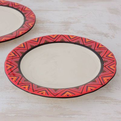 Alternate image for Hand Crafted Ceramic Dinner Plates With Maya Design Tazumal