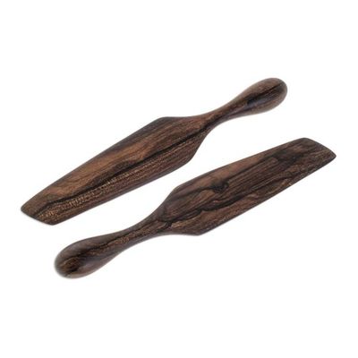 Alternate image for Collectible Wood Serving Utensil Kitchen Accessory Pair Guatemalan Fry Up