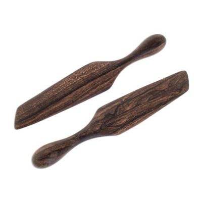 Alternate image for Collectible Wood Serving Utensil Kitchen Accessory Pair Guatemalan Fry Up