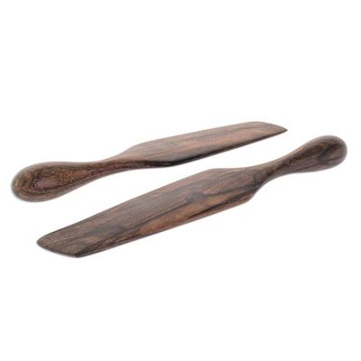 Alternate image for Collectible Wood Serving Utensil Kitchen Accessory Pair Guatemalan Fry Up