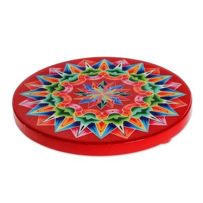 Alternate image for Decoupage Wood Trivet in Red from Costa Rica Traditional Colors in Red