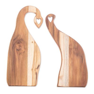 Alternate image for Pair of Heart-Themed Teakwood Cutting Boards from Guatemala Cooking Lover