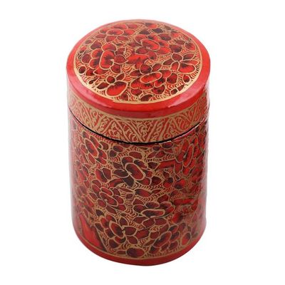 Alternate image for Hand-Painted Red and Gold Floral Wood Toothpick Holder Red Floral Beauty
