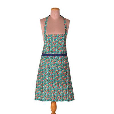 Alternate image for Set of 3 Floral Turquoise Cotton Apron and Kitchen Utensils Floral Flavors