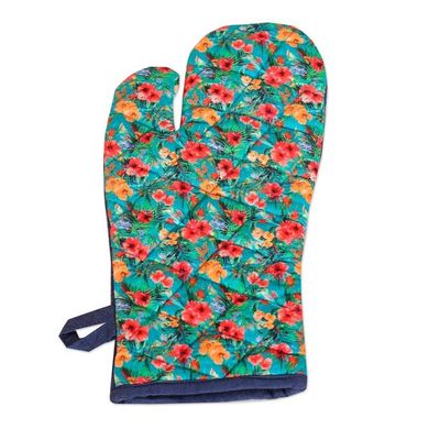 Alternate image for Set of 3 Floral Turquoise Cotton Apron and Kitchen Utensils Floral Flavors