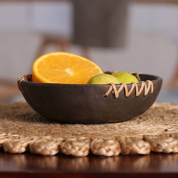 Alternate image for Set of 4 Handcrafted Round Black Ceramic Bowls Classic Saga
