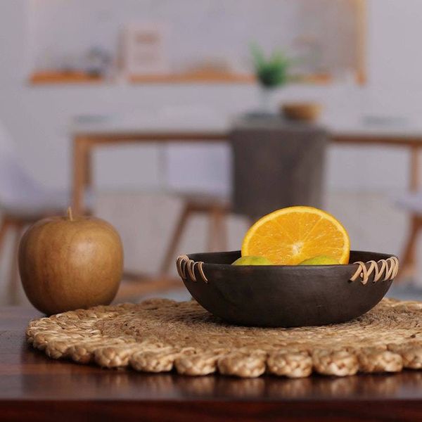 Alternate image for Set of 4 Handcrafted Round Black Ceramic Bowls Classic Saga