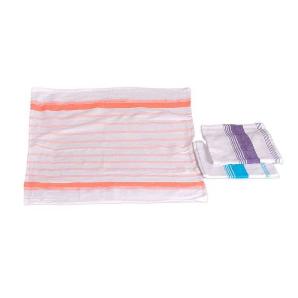 Alternate image for Set of 3 Purple, Orange and Blue Striped Cotton Dish Towels Stripes of Sweetness