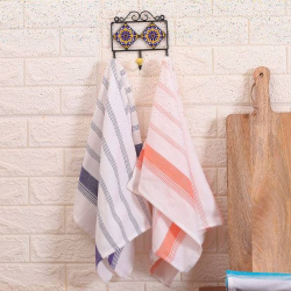 Alternate image for Set of 3 Purple, Orange and Blue Striped Cotton Dish Towels Stripes of Sweetness