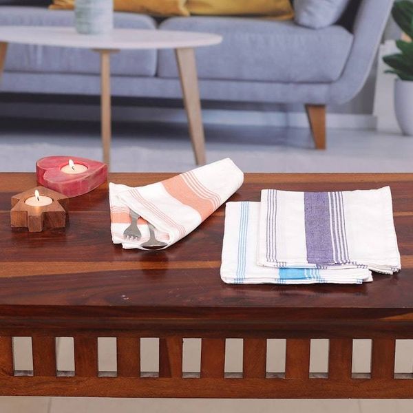 Alternate image for Set of 3 Purple, Orange and Blue Striped Cotton Dish Towels Stripes of Sweetness