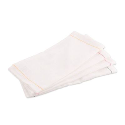 Alternate image for 4 Handwoven Cotton Mini Dish Towels with Stitched Accents Cheerful Flavors