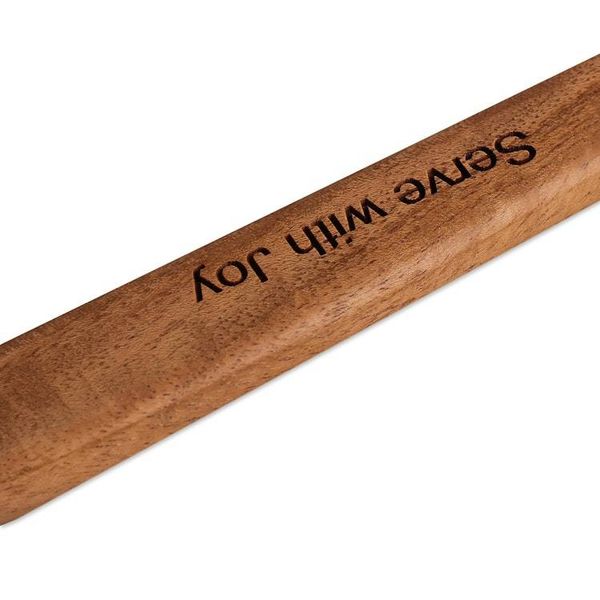 Alternate image for Indian-Made Hand-Carved Set of 2 Polished Neem Wood Spatulas Serve with Joy