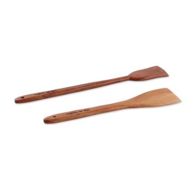 Alternate image for Hand-Carved 2-Piece Neem Wood Spatula Set Crafted in India Stir in Smiles